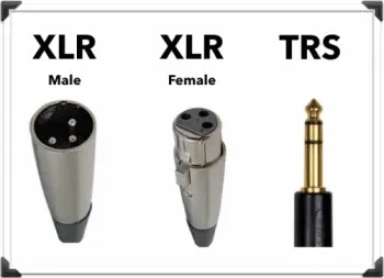 Złącza audio: XLR męski, XLR żeński i jack TRS.